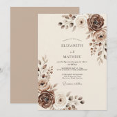 Schicke rustikale Mocha-Hochzeit Einladung (Vorne/Hinten)