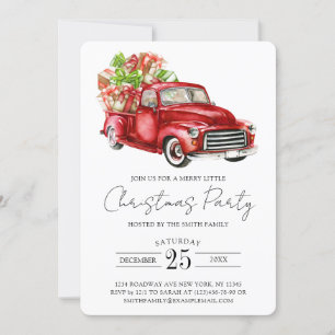 Schicke rustikale Vintage-Geschenk-Rot-LKW-Weihnac Einladung
