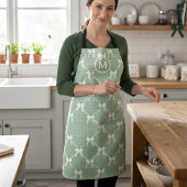 Schicke Schleifen Gingham Monogramm Creme Salbei G Schürze