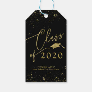 Schicke Schrift Grad Ankündigung Gold Glitter Geschenkanhänger