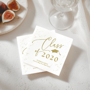 Schicke Schrift Graduierungsankündigung Gold Glitt Serviette
