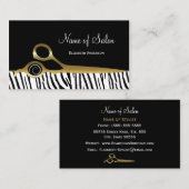 Schicke Schwarz-und GoldFriseursalon-weiße Visitenkarte (Vorne/Hinten)