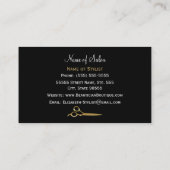 Schicke Schwarz-und GoldFriseursalon-weiße Visitenkarte (Rückseite)