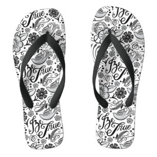 Schicke Schwarz-Weiß-Blumenmuster-Flip-Flops Badesandalen