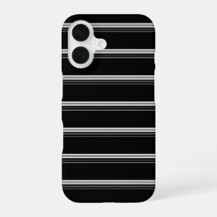 Schicke schwarz-weiß gestreifte  iPhone 16 hülle
