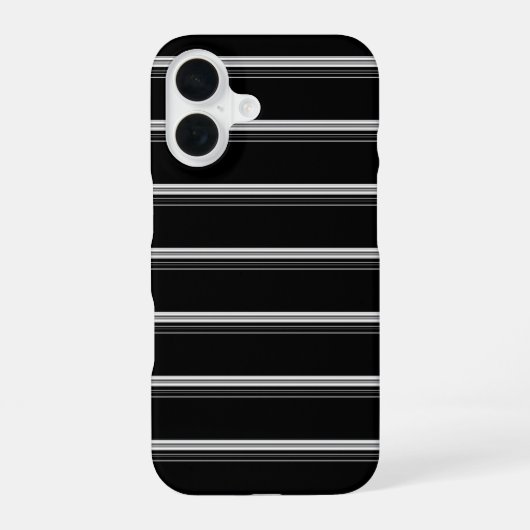 Schicke schwarz-weiß gestreifte iPhone 16 hülle (Rückseite)