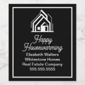 Schicke schwarze Immobilienfirma maßgeschneiderter Weinetikett (Einzelnes Label)