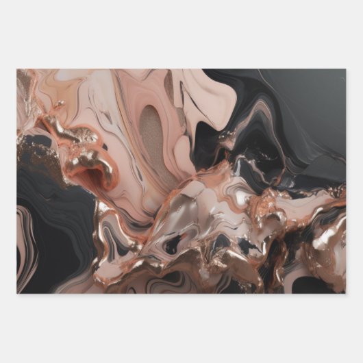 schicke schwarze Marmortextur Geschenkpapier Set (Vorderseite 2)