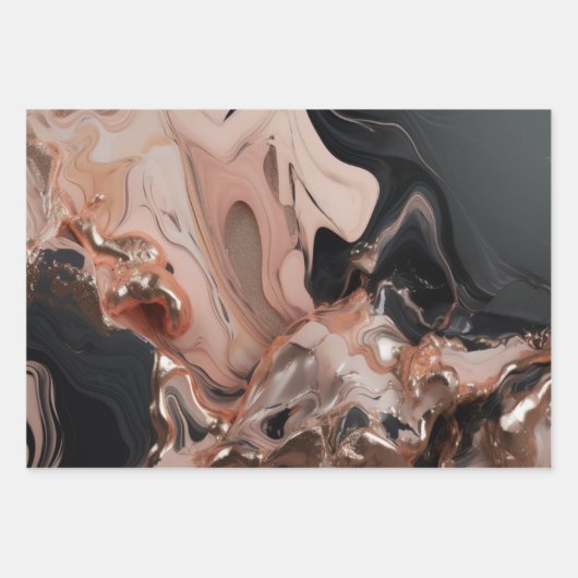 schicke schwarze Marmortextur Geschenkpapier Set (Vorderseite)