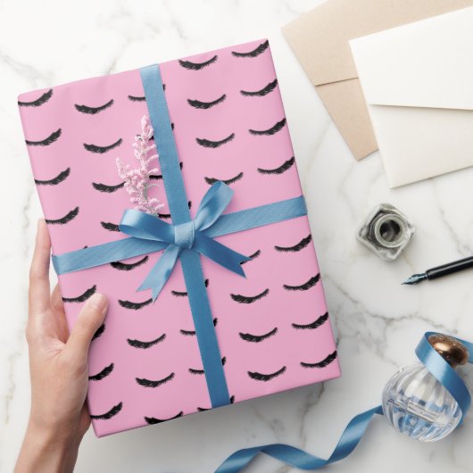 Schicke schwarze rosa Wimpern Glam Geschenkpapier (Schenken)
