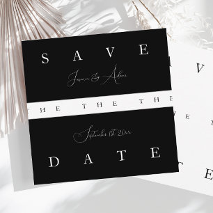 Schicke schwarze weiße einfache Typografie Hochzei Save The Date