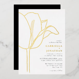 Schicke schwarze weiße Gold-Tulpen-Hochzeit Folieneinladung
