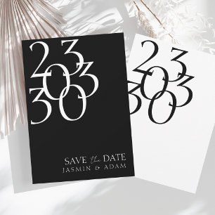 Schicke schwarze weiße minimalistische Datum-Typog Save The Date
