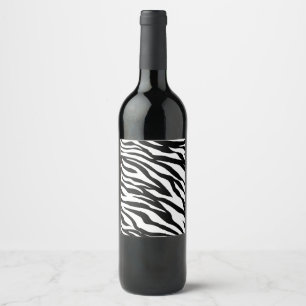 Schicke schwarze weiße Zebradruck-Safari-Birthday- Weinetikett