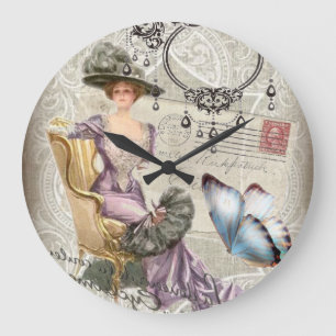 schicke Shabby-Chic-Hängelampe im Vintage-Victoria Große Wanduhr
