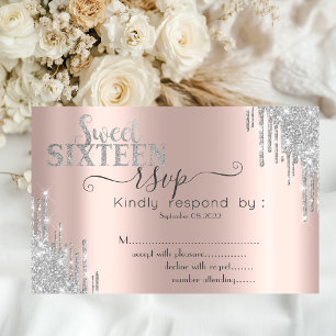 Schicke Silber Glitter Tropfen Rosen Gold Sweet 16 Einladung
