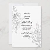 schicke Skizze zeichnend Lilienblütendusche Einladung (Vorderseite)