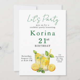 Schicke Sommer-Cocktail-Erwachsenen-Geburtstagsein Einladung