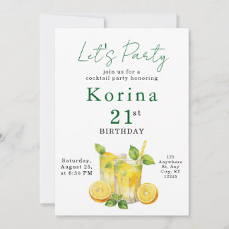Schicke Sommer-Cocktail-Erwachsenen-Geburtstagsein Einladung