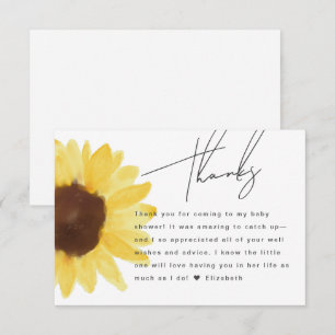 Schicke Sonnenblumen-Baby-Shower-Blumen-Dankeskart Begleitkarte