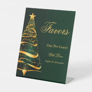 Schicke stilvolle goldene Weihnachtsbaum-Gastgesch Sockelschild