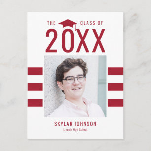 Schicke Streifen EDITIERBARE FARBE Abschluss-Postk Postkarte