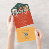Schicke String-Lichter Hochzeit QR-Code All In One Einladung (Abreißen)