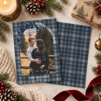 Schicke Tartan-Karo-Es-ist-ein-Junge-Weihnachtskar Einladung