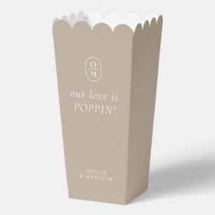 Schicke Taupe-Monogramm-Popcorn-Geschenkbox Geschenkschachtel