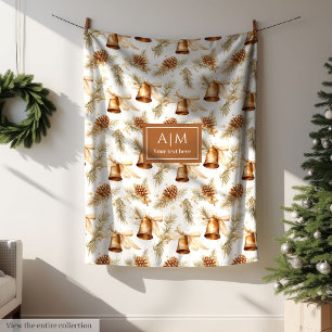 Schicke Taupe-Wasserfarbe-Monogramm-Feiertagsdecke Fleecedecke