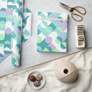 Schicke Teal Blau Mintgrün Kreise Kunst Muster Geschenkpapier