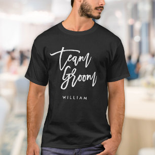 Schicke Trendige Bürste Weiße Schrift Team Groom T-Shirt