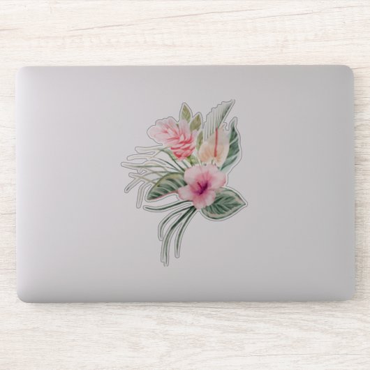 Schicke tropische Blumen Aufkleber (Computer)