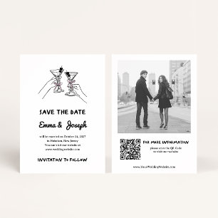 Schicke und whimsische Martini-Gläser und Foto Save The Date