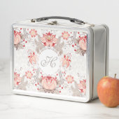 Schicke Vintage-Blumendamask-Monogramm-Lunchbox Metall Lunch Box (Beispiel)