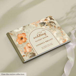 Schicke Vintage Boho Terrakotta Elfenbein Oliven H Gästebuch
