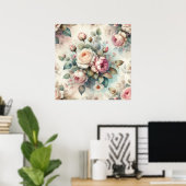 Schicke Vintage-Rose Poster (Heimbüro)