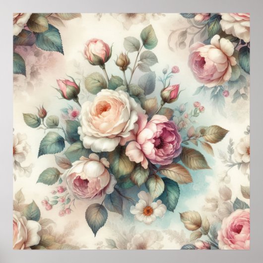 Schicke Vintage-Rose Poster (Vorne)