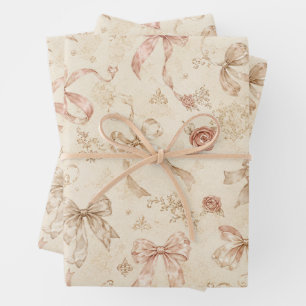 Schicke Vintage-Schleifenbänder Geschenkpapier Set