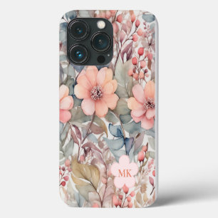 Schicke Vintage-Wildblumen-Wasserfarbe-Monogramm-N Case-Mate iPhone Hülle