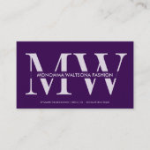 Schicke violette Typografie Monogramm Beschriftung Visitenkarte (Vorderseite)