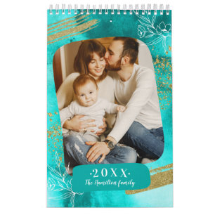 Schicke Wasserfarbe Eigenes Foto 2022 Familie Kalender