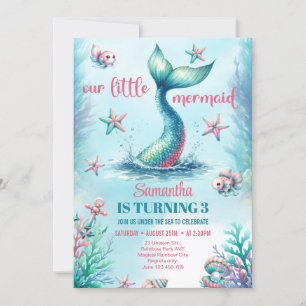 Schicke Wasserfarbe Türkis Meerjungfrauenschwanz G Einladung