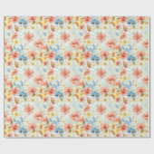 Schicke Wasserfarben Blumen Boho Wildblumen Gesche Geschenkpapier (Flach)