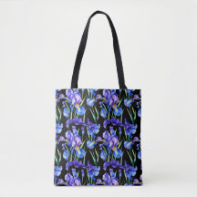 Schicke Watercolor Iris Schwarze Tasche