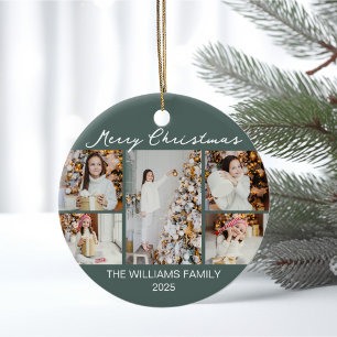 Schicke Weihnachts-Fotocollage zum Gedenken 2025 Keramik Ornament