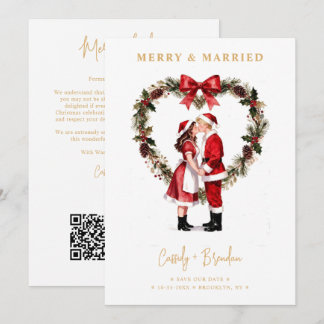 Schicke Weihnachts-Herz-Kranz-Santa-Paar Rot TLW26 Save The Date