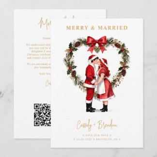Schicke Weihnachts-Herz-Kranz Santa-Paar Rot TLW26 Save The Date
