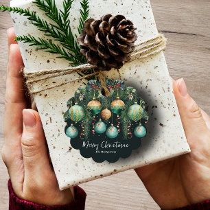 Schicke Weihnachtsbaum-Ornamente in Gold und Grün Geschenkanhänger