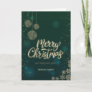 Schicke Weihnachtskugeln  Schneeflocken Feiertagskarte